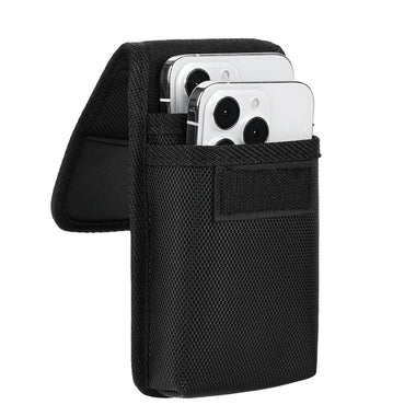 7.5'' Universal Phone Waist Bag Portable Nylon Dual Pocket Wear Belt Waist Packs Protective Case with Buckle