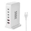 [GaN Tech] 200W 6-Port USB Charger 4USB-C+2USB-A QC PD Fast Charging Desktop Charging Station EU Plug for iPhone 15 14 13 for Huawei Mate60 Pro for Samsung Galaxy S23 for Xiaomi 13pro