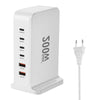 [GaN Tech] 200W 6-Port USB Charger 4USB-C+2USB-A QC PD Fast Charging Desktop Charging Station EU Plug for iPhone 15 14 13 for Huawei Mate60 Pro for Samsung Galaxy S23 for Xiaomi 13pro