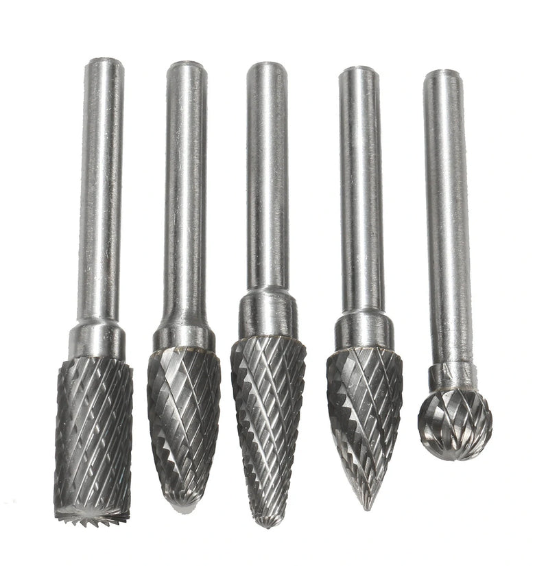Drillpro RB29 5pcs 6mm Shank Tungsten Carbide Burr Rotary Cutter file Set Engraving Tool