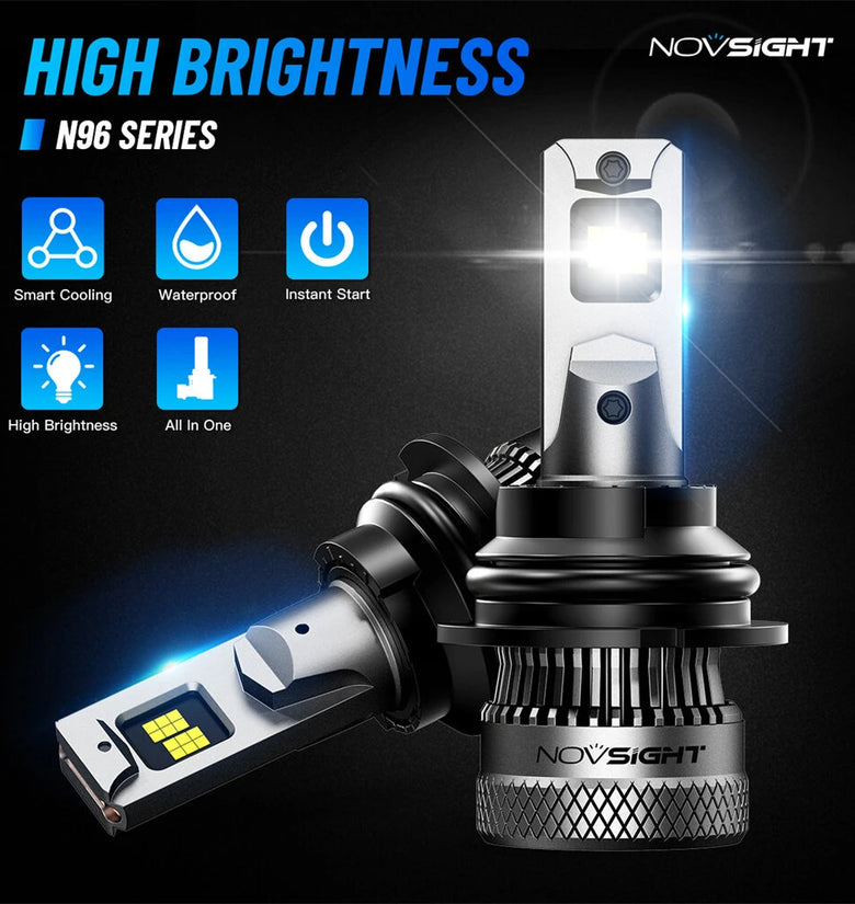 NOVSIGHT A500-N96 High-end Wiring Harness Model Built-in Driver 200W 40000LM Car Headlight