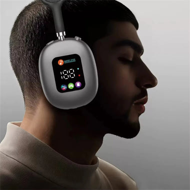 AKZ MAX600 Wireless Headset Bluetooth Headphones HiFi Bass Driver 3D Stereo Low Latancy Digital Display Screen Headset