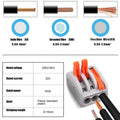 PCT-212/213/215 Conductor Compact Wire Connectors Kit 100PCS Lever Nut Connector Assortment 2 Port 40pcs 3 Port 50pcs 5 Port 10pcs