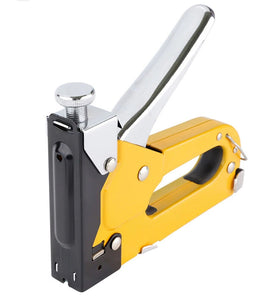 Heavy Duty Staple Gun 3 in 1 Adjustable Power Chrome Finish Aluminum Alloy Supports T Type N Type U Type Staples Ergonomic Grip Quick Load