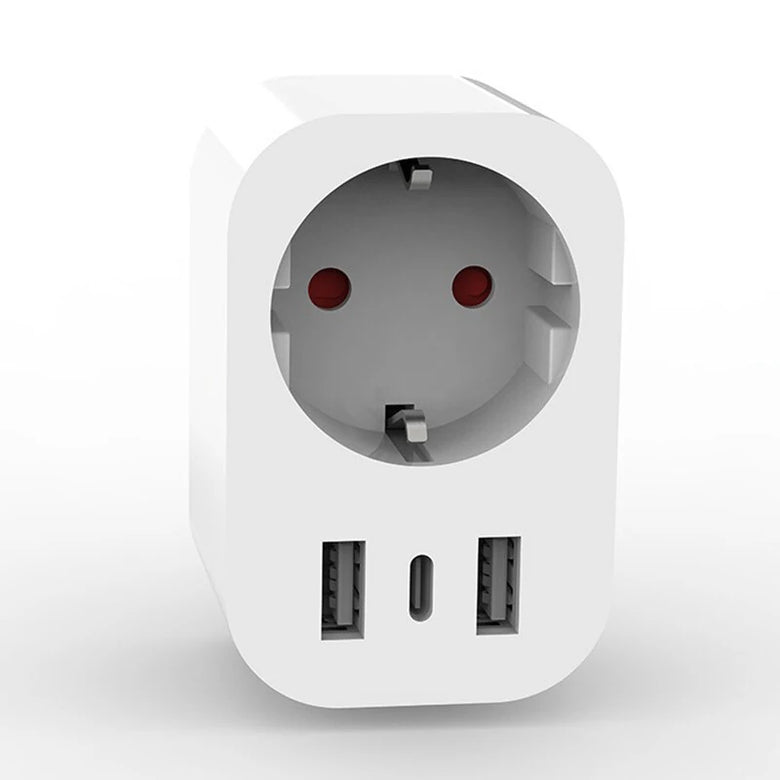 Tuya Smart WiFi Socket EU Plug with USB/Type-C Charging Port Timing Function Phone Remote Control Voice Control with Alexa Google Assistant