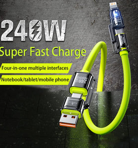 WEKOME WDC-51 240W USB-A/USB-C to USB-C/iP Cable PD Fast Charging Data Transmission Copper Core Line 1.2M Long for iPhone 16 16 Pro 15 14 13 Plus for Huawei Mate XT for Xiaomi 15pro for Samsung Galaxy Z Flip6