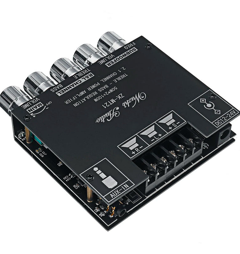 ZK-MT21 bluetooth 5.0 Subwoofer Amplifier Board 50WX2+100W 2.1 Channel Power Audio Stereo Amplifier Tone Board Bass AMP AUX
