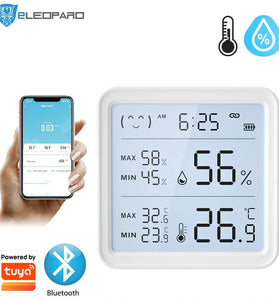 Smart Wireless Temperature Humidity Sensor with Advanced Bluetooth/WiFi Technology Adjustable Modes Low Power Consumption Ideal for Remote Home Monitoring and Smart Home Automation