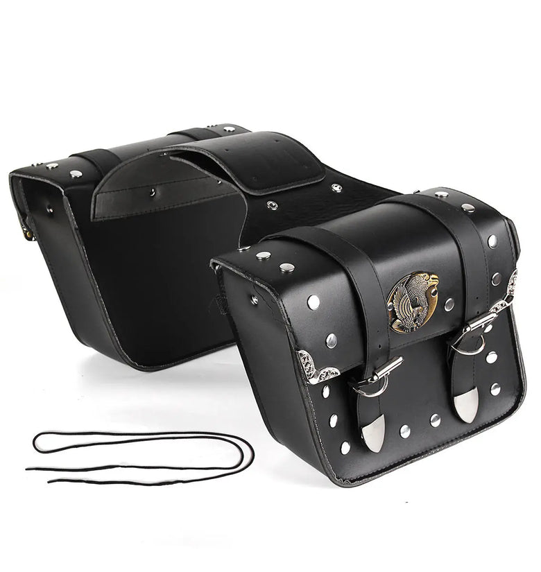 Motorcycle Saddlebags Side Bag Tool Bags Left Right For Chopper Black