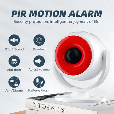 PIR Motion Sensor Alarm with Remote Control Indoor Wireless Infrared Security Motion Detector with 120dB Loud Volume Siren for Home Garage Shops