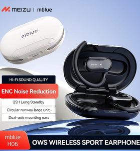 MEIZU Mblue H06 OWS Headset Wireless bluetooth Earphone HiFi Sound ENC Call Noise Reduction DNS Sound Transmission 25H Standby Time Earhooks Sports Headphones