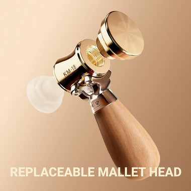 HONGDUI KM-18 Mallet Hammer 22-Ounce Brass Head Mallet Replaceable Plastic Hammer Heads Nylon Inserts Comfortable Handle Reduces Hand Fatigue