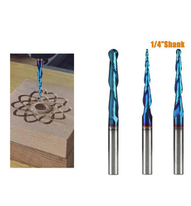 1/4 Inch Shank 3D CNC Router Bit Tungsten Steel Cutting Tool HRC93 Hardness for Precision Carving Engraving