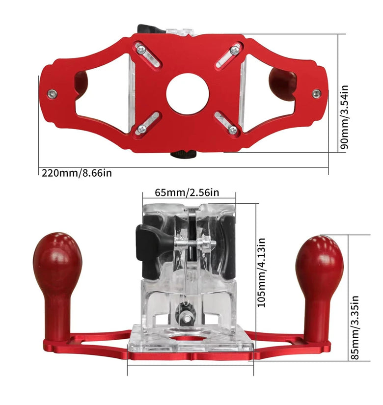 Router Base Aluminum Alloy CNC Upgraded Slotting Base with Handle for 64-65mm Trimming Machines