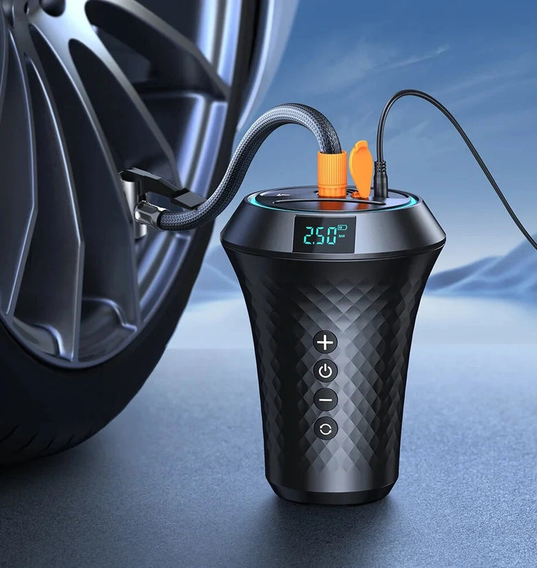 BUWEI 2 In 1 Portable Air Pump Cup Extender Car Charger Tire Inflator Air Compressor Car Inflator Pump Mobile Phone Fast Charging
