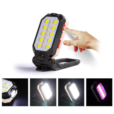 Bikight USB Rechargeable COB Work Light Portable LED Flashlight Adjustable Waterproof Camping Lantern Magnet Design with Power Display
