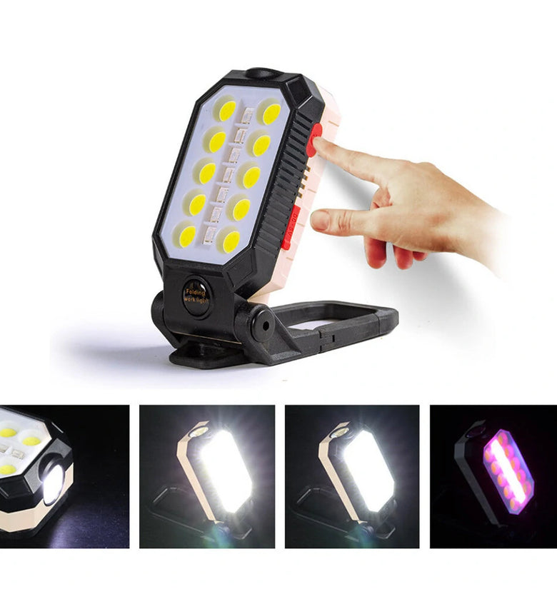 Bikight USB Rechargeable COB Work Light Portable LED Flashlight Adjustable Waterproof Camping Lantern Magnet Design with Power Display