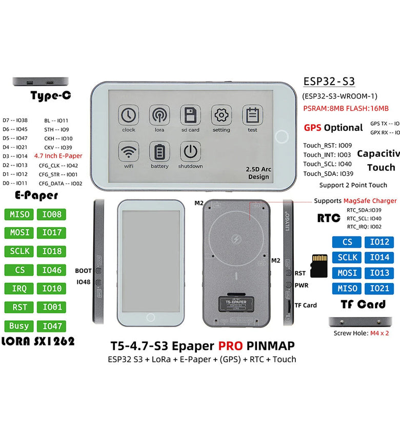 LILYGO T5-4.7-S3 Pro Epaper ESP32-S3 GSP Touch Screen Ink Display Development Board