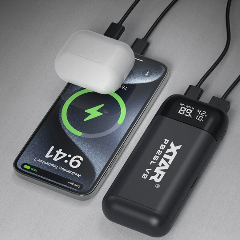 XTAR PB2SL V2 Dual Slot 18650 21700 Battery Charger & Power Bank with LCD Display Support PD QC3.0 Fast Charging Portable Travel Outdoor Essential