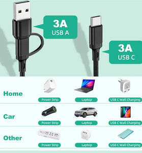 3A USB-A/Type-C to Micro/iP/Type-C Cable Fast Charging Copper Core Line 1.2M Long for iPhone 15 14 13 for Huawei Pura 70 Ultra for Xiaomi Civi4 Pro for Samsung Galaxy S24