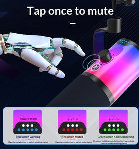 WM16 USB XLR Dynamic Microphone with RGB Lighting DSP Noise Reduction Cardioid Condenser Plug and Play for Streaming Podcast Gaming Recording Studio Mic