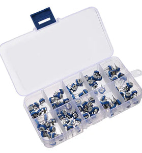 100pcs RM065 Horizontal Trimpot Potentiometer Assortment Kit With Storage Box