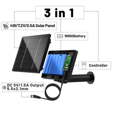 Portable Solar Power Bank D4 5V 6V Solar Battery Charger for Security Camera with DC 5521 Output 4W Solar Panel Battery Charger
