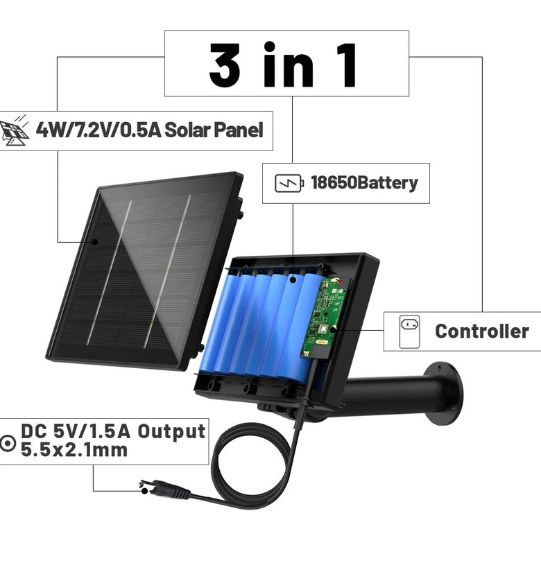 Portable Solar Power Bank D4 5V 6V Solar Battery Charger for Security Camera with DC 5521 Output 4W Solar Panel Battery Charger