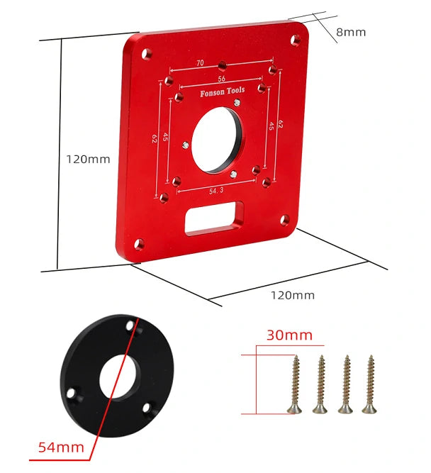 Multifunctional Aluminium Router Table Insert Plate Woodworking Trimmer Electric Wood Milling Flip Plate For DIY Working Benche 45x56 62x70