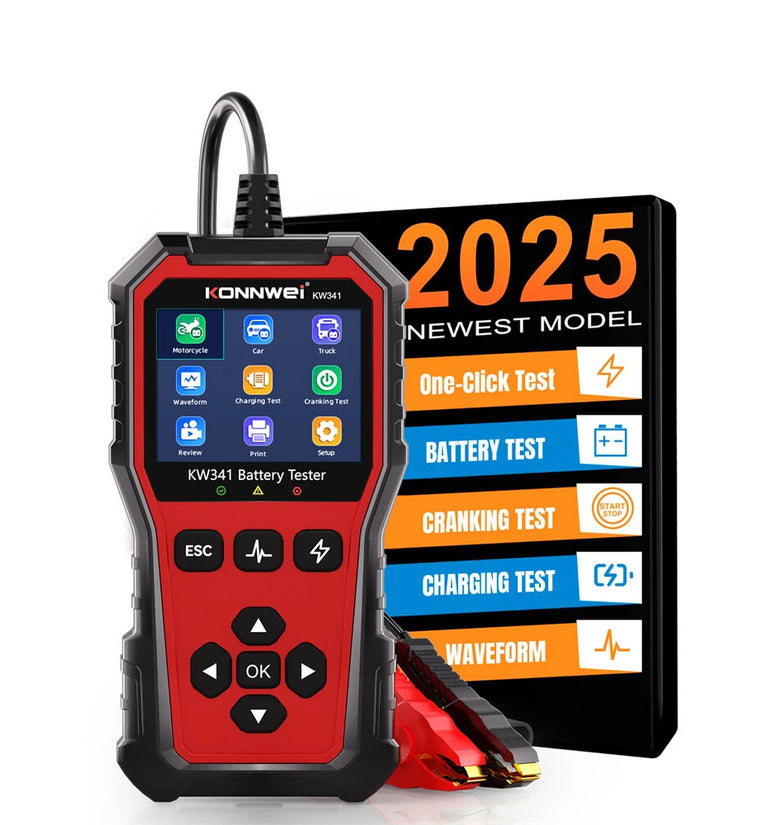 Konnwei KW341 6V 12V 24V Automotive Lead-Acid Battery Tester Analyzer for Cars Motorcycles Truck