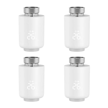 4Pcs Tuya Zigbe Smart Thermostat Radiator Valve Temperature Schedule Setting Window Open Detection Function APP Remote Voice Control Work with Alexa Google Assistance