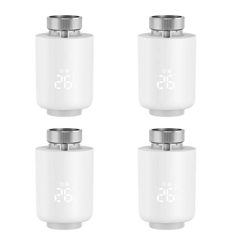 4Pcs Tuya Zigbe Smart Thermostat Radiator Valve Temperature Schedule Setting Window Open Detection Function APP Remote Voice Control Work with Alexa Google Assistance