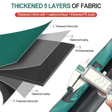 16 Inch Oxford Canvas Waterproof Tool Bag Wear-Resistant Multifunctional Storage Bag Large Capacity for Electricians and DIY Projects