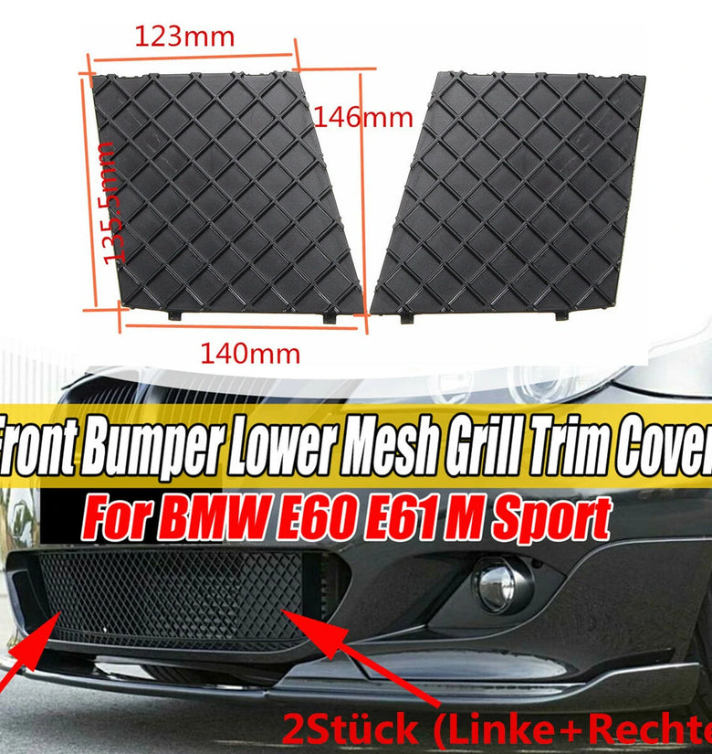2pcs Front Bumper Lower Mesh Grill Trim Cover Left and Right For BMW E60 E61M