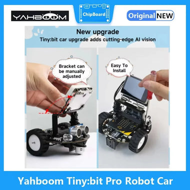 Yahboom Tiny Bit Pro AI Visual Robot Car K210 Module 200W Pixel Camera 2 Inch LCD Screen MakeCode Programming Autonomous Driving Sensor Kit