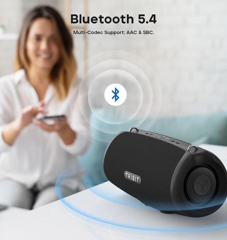 Tribit StormBoxLava 80W Portable bluetooth 5.4 Speaker Wireless Speaker 2x30W Neodymium Magnet Woofers 2x10W Silk Dome Tweeters 43Hz Ultra Deep Bass 24H Playback TWS Pairing IP67 Waterproof Outdoors Speakers with Detachable Shoulder Strap