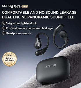 Sanag G6S OWS bluetooth Headset Wireless Earphone 360 Surround Sound HiFi Audio DT6.0 DN4.0 Noise Cancelling 48H Playback Sports Earhooks Headphones with Mic