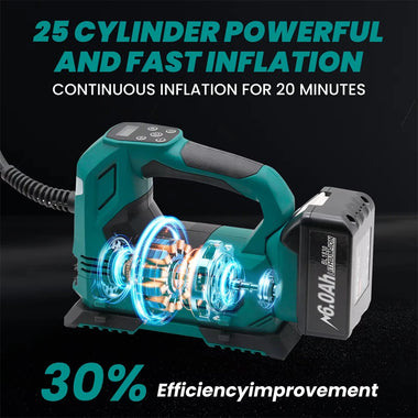 Cordless Tire Inflator For 18V Lithium Battery BL1815 BL1830 BL1840 BL1850 Wireless Air Pump Power Tool Battery