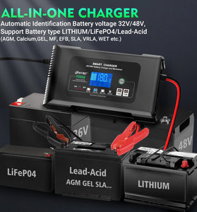 HTRC 36V/18A 48V/13A Car Battery Charger for Golf Cart EZGO TXT Club AGM LiFePO4 PB Lithium Lead Acid Battery Repair EU Plug P3648