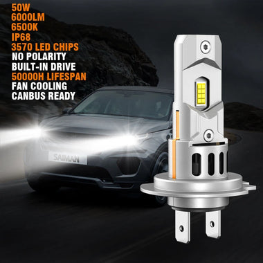 SEALIGHT 2PCS X3S H7 LED Car Headlight 6000LM Car Front Light Hi Low Beam 6500K LED Headlight Bulbs  Turbo Fan Cooling