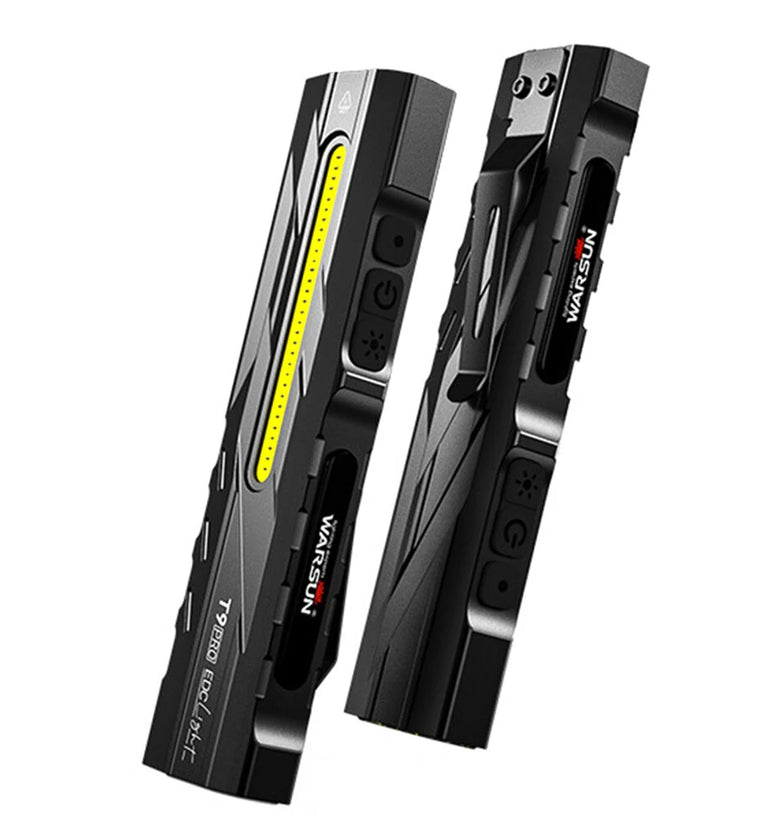 Warsun T9pro 1300LM Ultra-Bright Flashlight EDC Blade Portable Aluminum Alloy Torch with Red Laser & UV Light for Outdoor Lighting