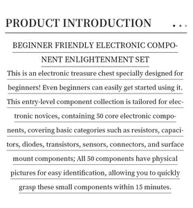 Essential Electronics Components Kit 50 Types Electronic Parts Resistors Capacitors Diodes Transistors LEDs Connectors Beginner Friendly Ultimate Starter Pack