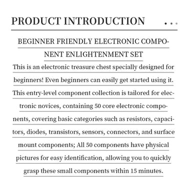 Essential Electronics Components Kit 50 Types Electronic Parts Resistors Capacitors Diodes Transistors LEDs Connectors Beginner Friendly Ultimate Starter Pack