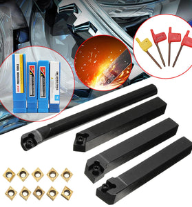 4pcs SCLCR/L SCMCN 12mm Lathe Boring Bar Turning Tool Holder With 10pcs CCMT09T304 Carbide Inserts