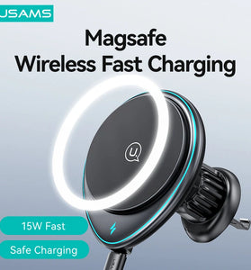 USAMS US-CD222 Wireless Magnetic Car Phone Holder 360 Rotary Air Vent Mount Stand for iPhone 15 14 13 for Xiaomi 14pro for Samsung Galaxy S24 for Huawei Mate60 Pro
