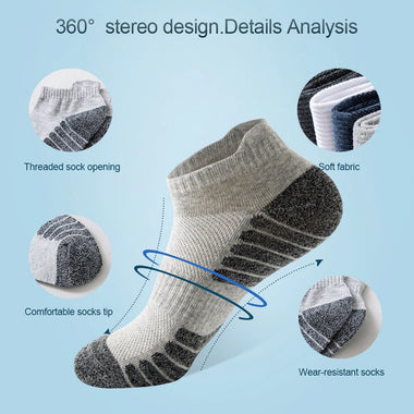5 Pairs Sports Socks Men's Short Socks Sweat-absorbent Breathable Mesh Athletic Ankle Socks Casual Thin Section Cotton Socks Size 38-45