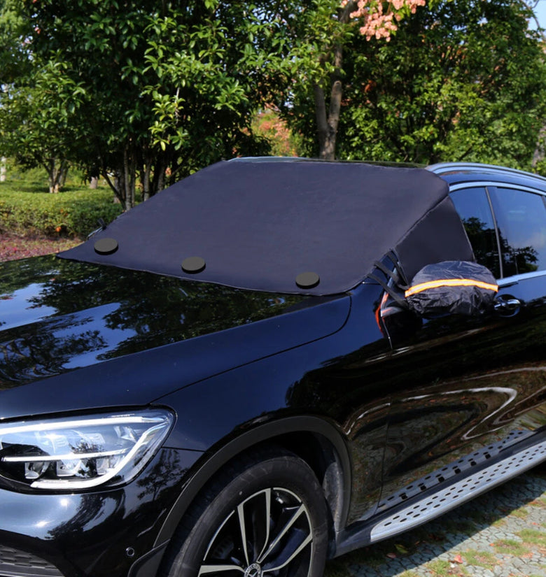 600D Oxford Cloth Car Windshield Sunshade Snow Cover with Rearview Mirrors Covers Waterproof Sun Blocking Snowproof