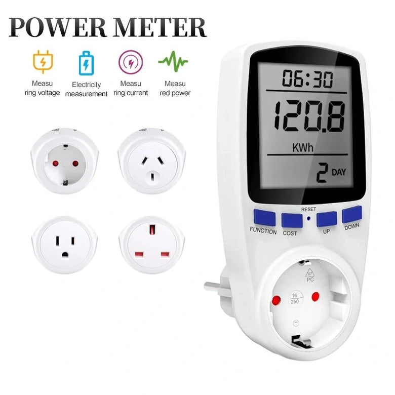 Digital Wattmeter AC 220V Power Meter Electricy Consumption Energy Meter EU Plug Power Kilowatt Wattage Electricity Meter