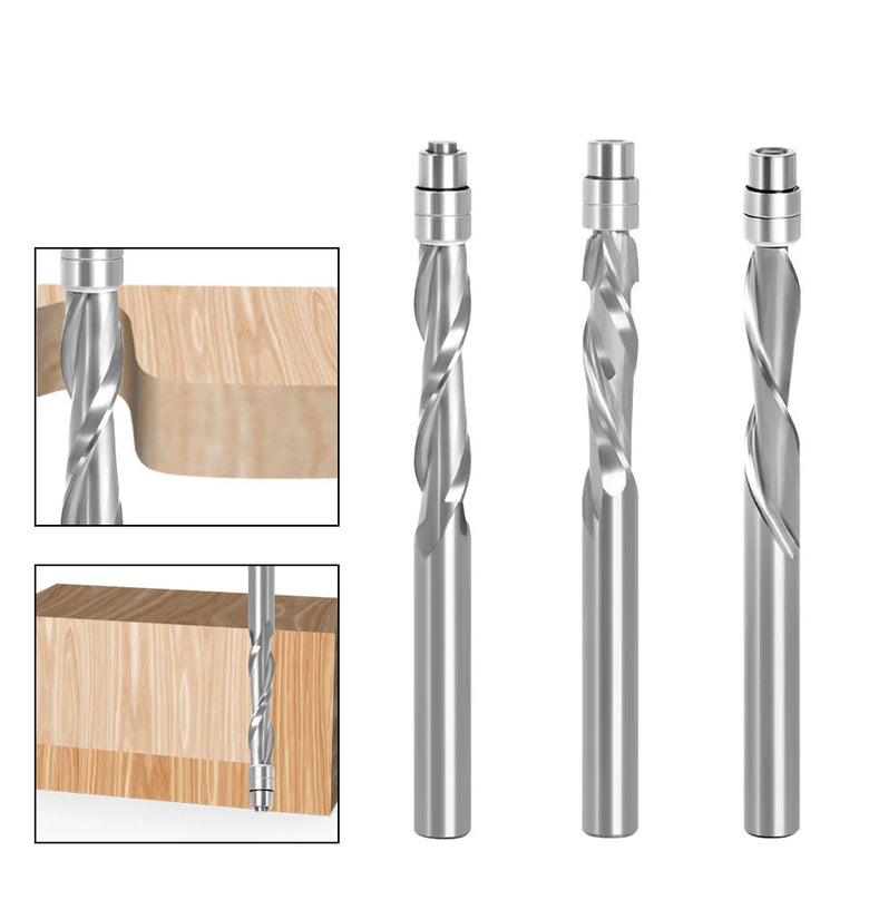 1/3PCS 6mm 6.35mm Shank Solid Carbide Bearing Guided Two Flute Flush Trim Router Bits Woodworking Milling Cutters Z06AT3A