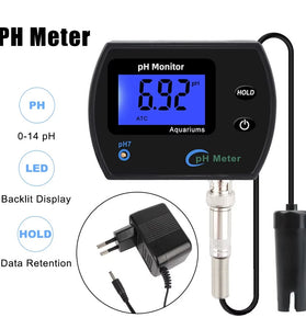 PH Meter Acidometer LCD Display Water Quality Monitor Test Gauge Multi-parameter For Aquarium Laboratory EU Plug Tester